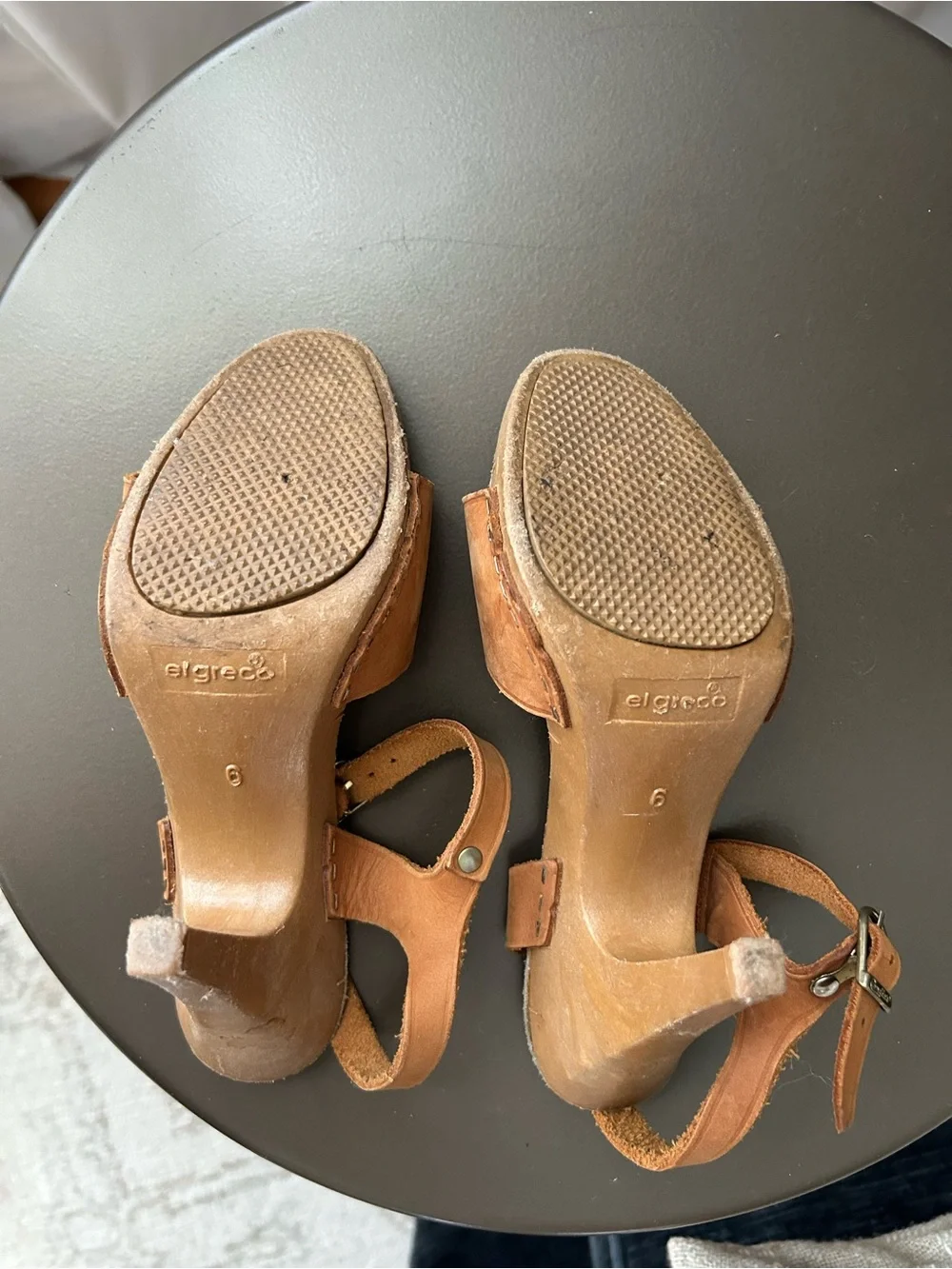Vintage Candies Tan Leather High Heel Buckle Sandals